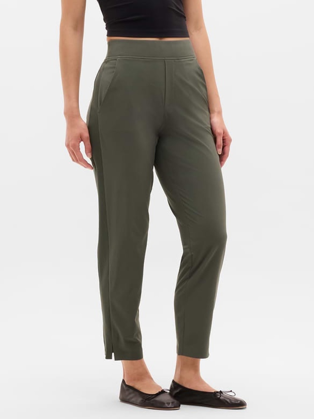 ATHLETA Brooklyn Mid Rise Ankle Pants in jungle green